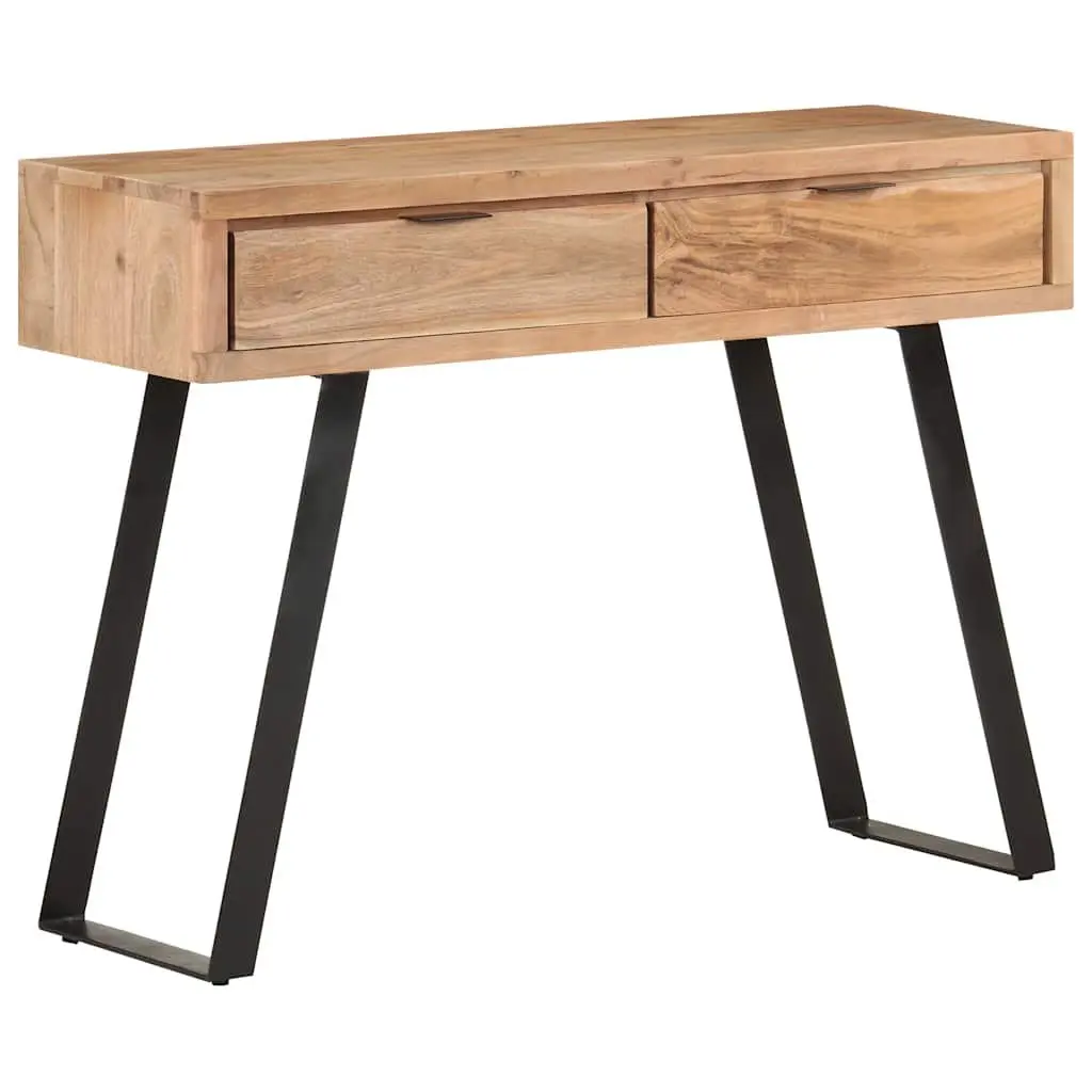 Console Table Living Room 100x35x76 cm Solid Acacia Wood Live Edges Storage Drawers