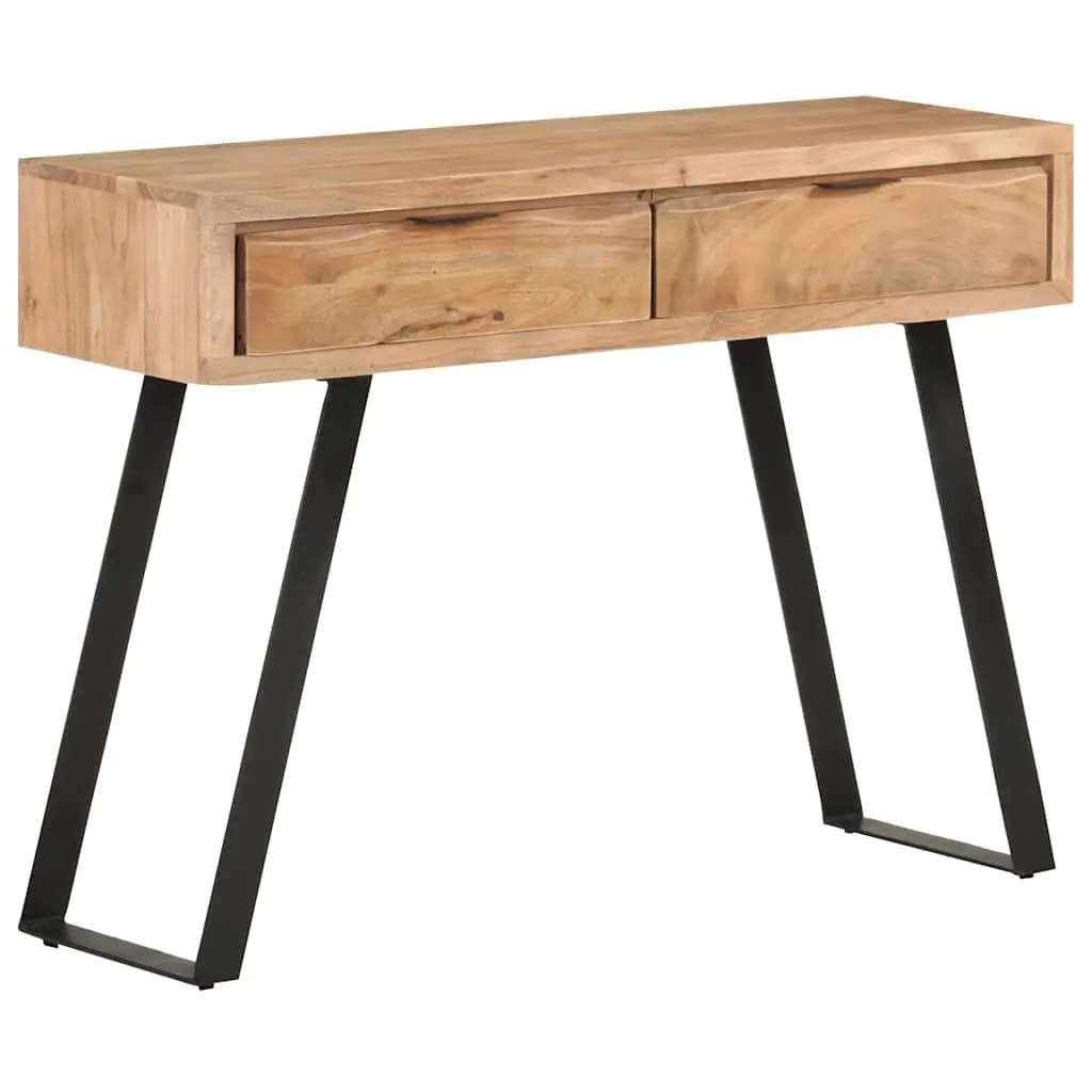 Console Table Living Room 100x35x76 cm Solid Acacia Wood Live Edges Storage Drawers