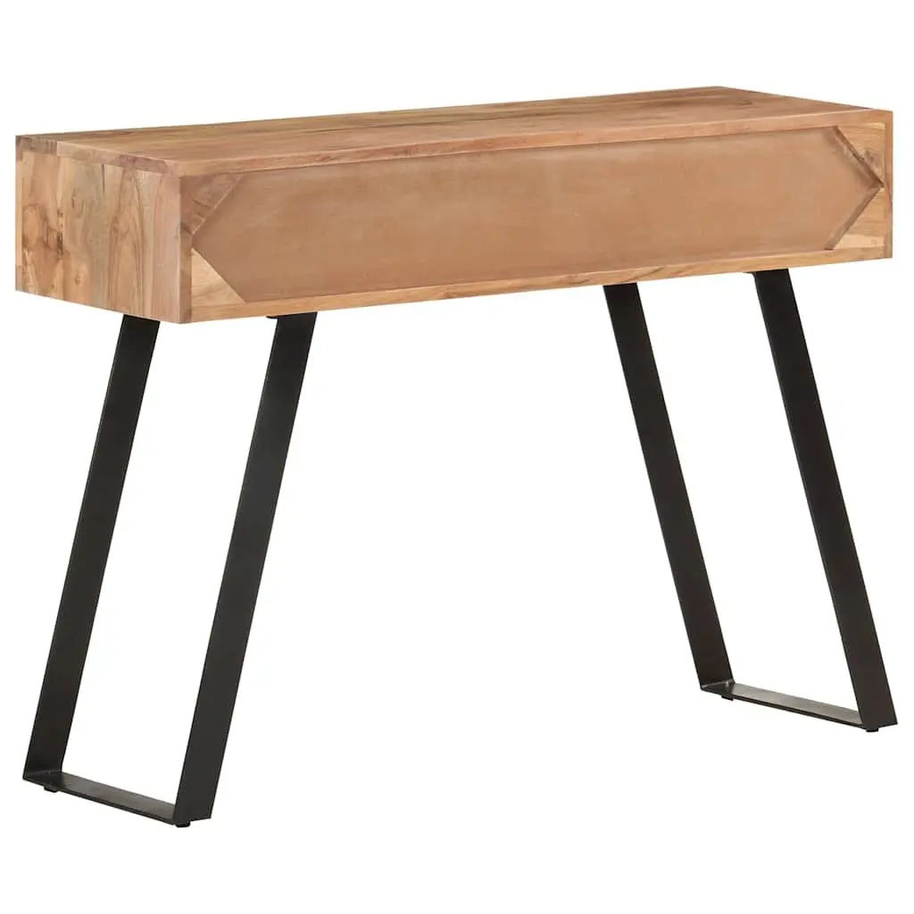 Console Table Living Room 100x35x76 cm Solid Acacia Wood Live Edges Storage Drawers