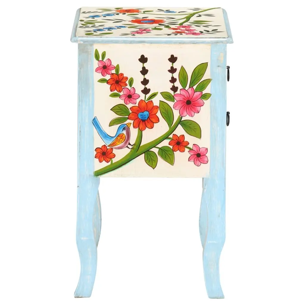 Bedside Cabinet Hand Painted Multicolour Solid Mango Wood Nightstand 40x30x50cm