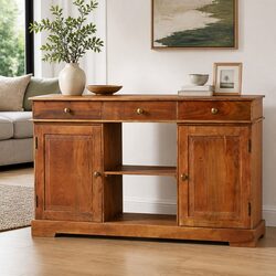 Solid Acacia Wood Sideboard Dimensions 135x35x75cm