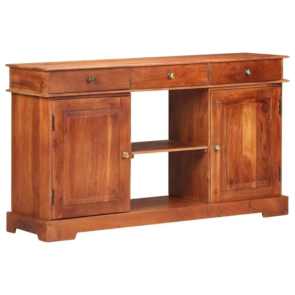 Sideboard for Living Room 135x35x75cm Solid Acacia Wood Brown Storage Cabinet 2 Doors 3 Drawers