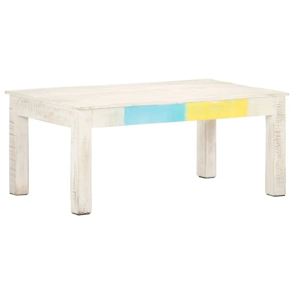 Coffee Table White 110x60x45 cm Solid Mango Wood Living Room Accent Side Table