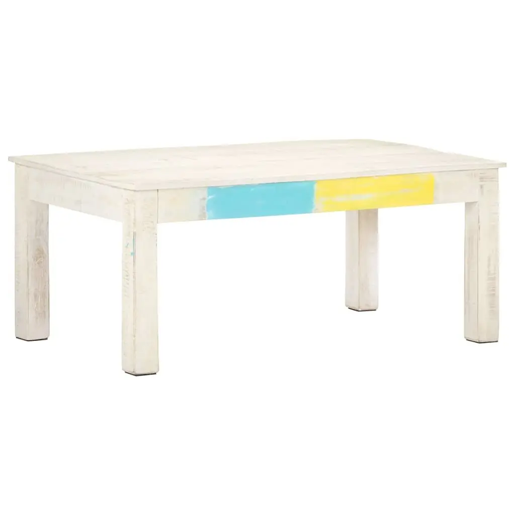 Coffee Table White 110x60x45 cm Solid Mango Wood Living Room Accent Side Table