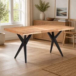 Dining Table Specs: 160x80x76 cm Black Acacia Wood