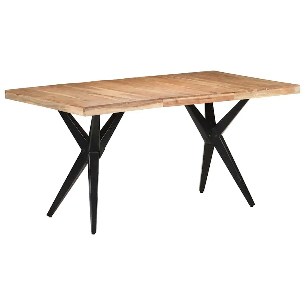 Dining Table Kitchen 160x80x76 cm Solid Acacia Wood Black