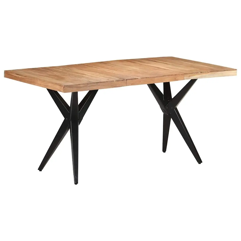 Dining Table Kitchen 160x80x76 cm Solid Acacia Wood Black