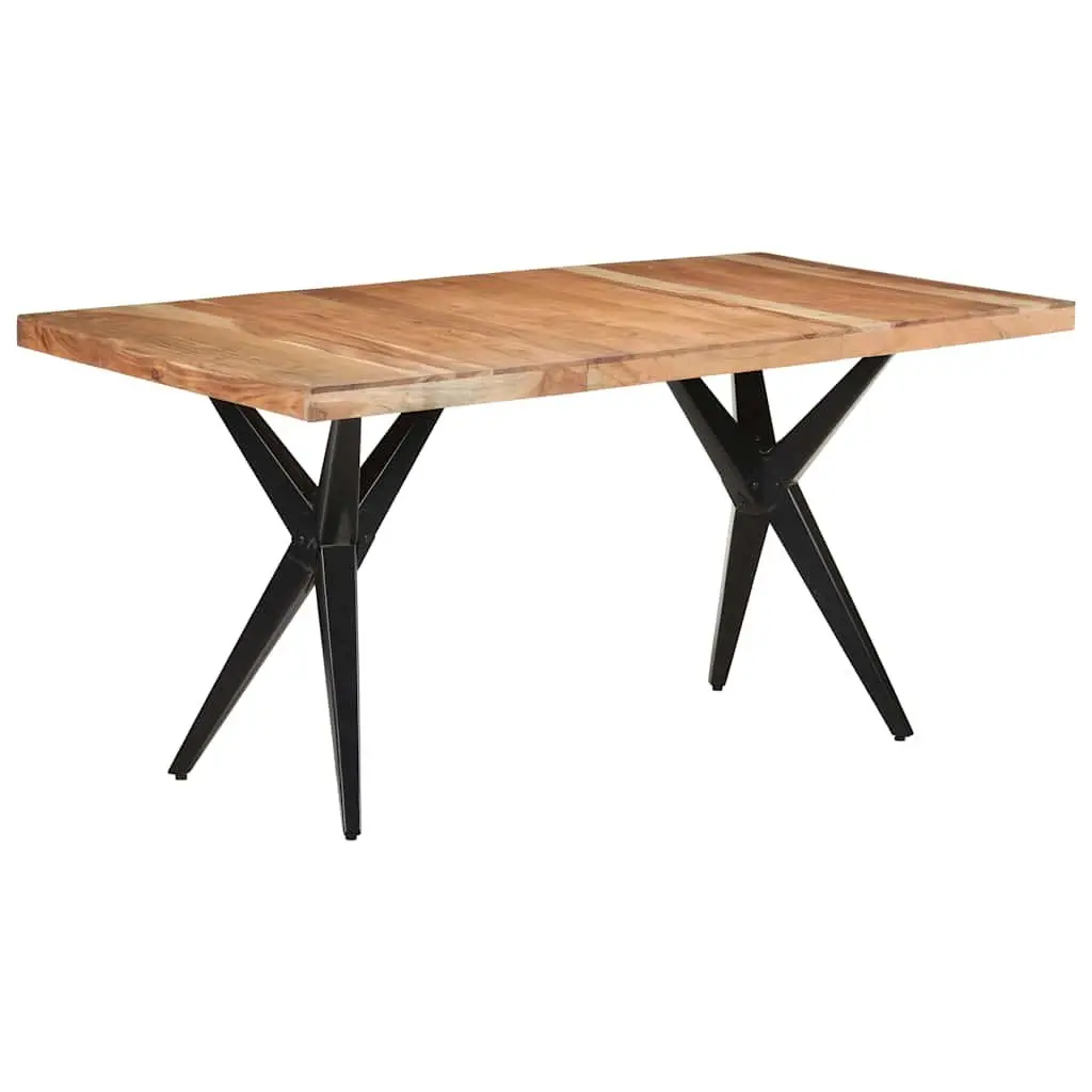 Dining Table Kitchen 160x80x76 cm Solid Acacia Wood Black