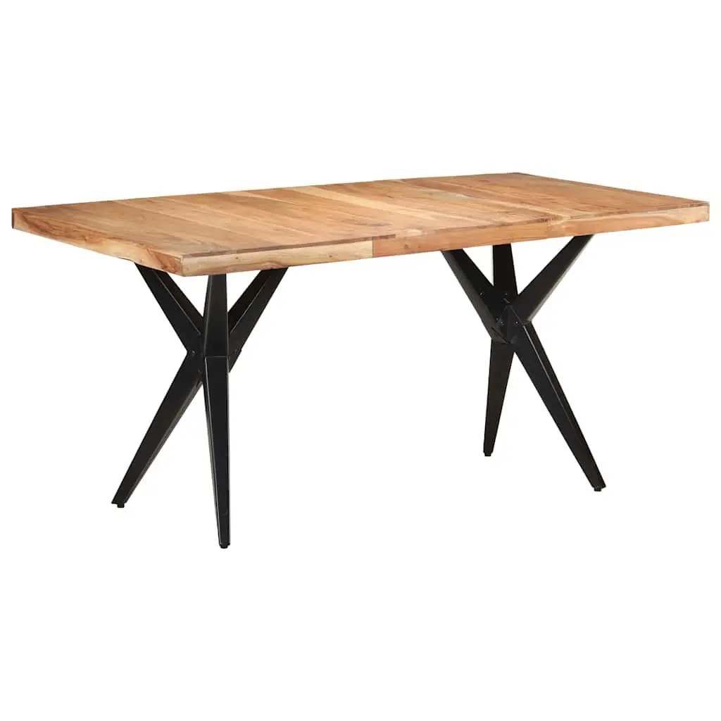 Dining Table Kitchen 160x80x76 cm Solid Acacia Wood Black