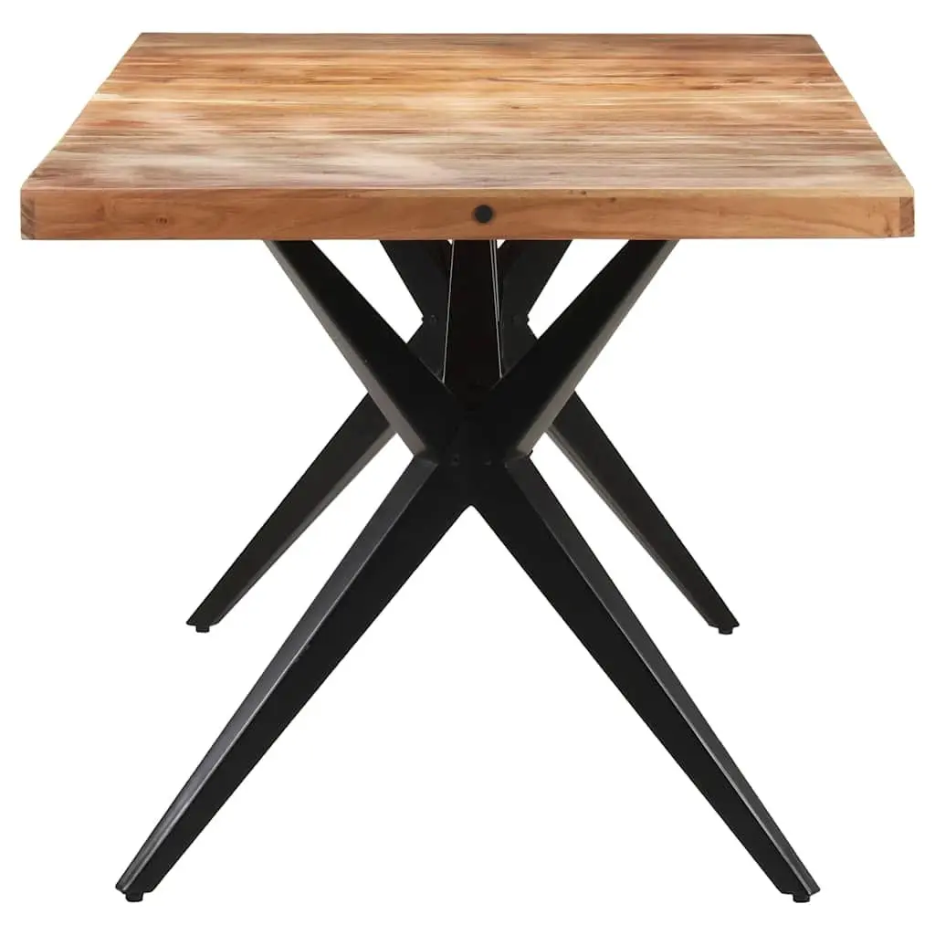 Dining Table Kitchen 160x80x76 cm Solid Acacia Wood Black