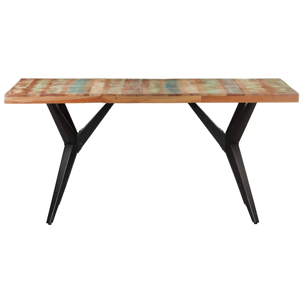 Dining Table Kitchen 160x80x76 cm Solid Reclaimed Wood Black