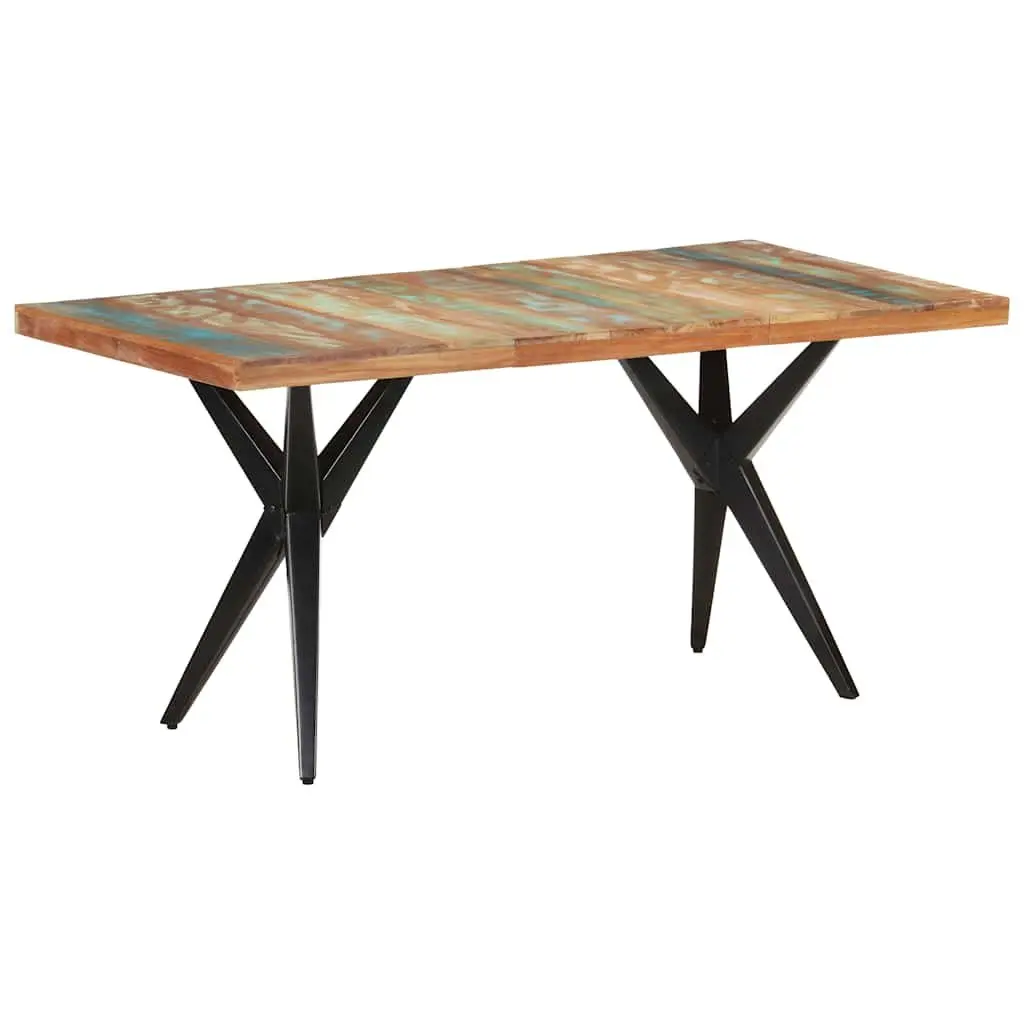Dining Table Kitchen 160x80x76 cm Solid Reclaimed Wood Black