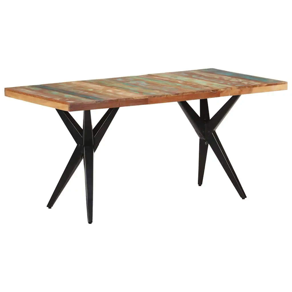 Dining Table Kitchen 160x80x76 cm Solid Reclaimed Wood Black