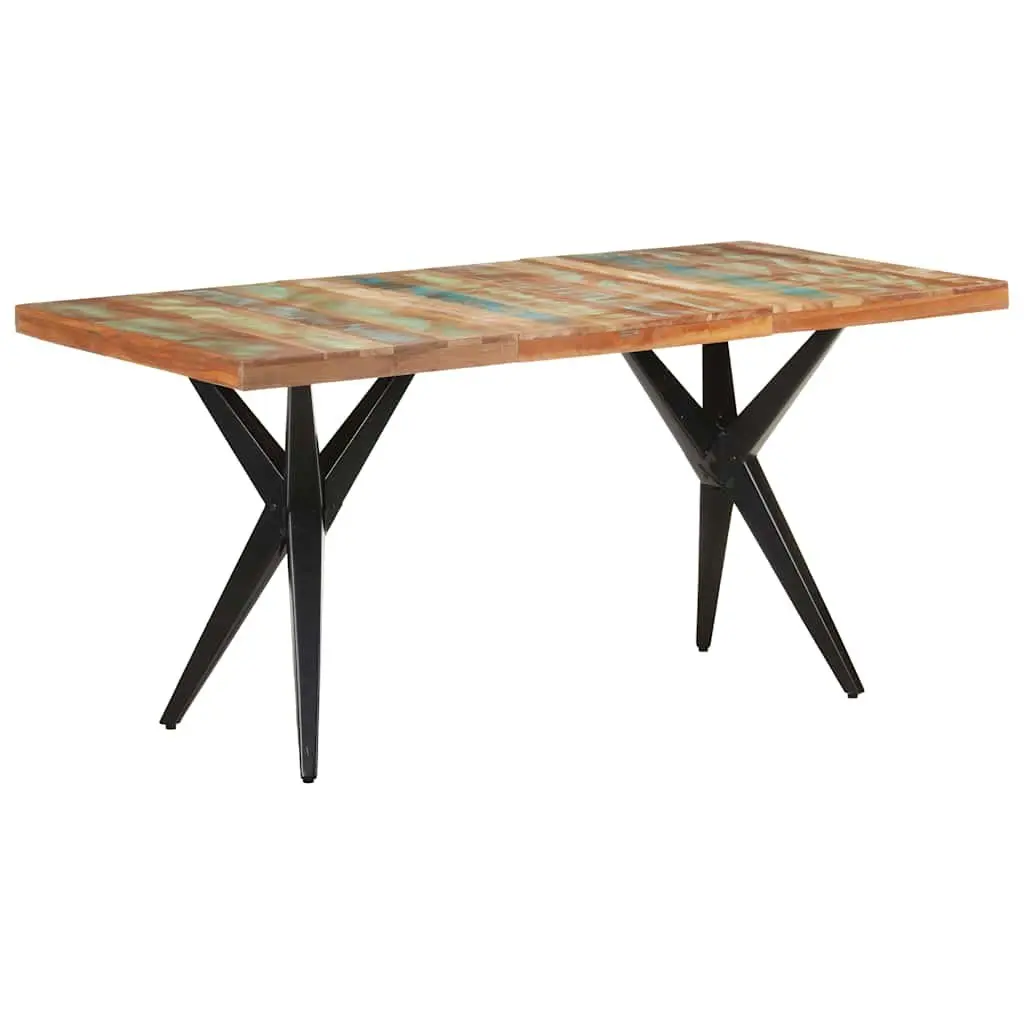 Dining Table Kitchen 160x80x76 cm Solid Reclaimed Wood Black