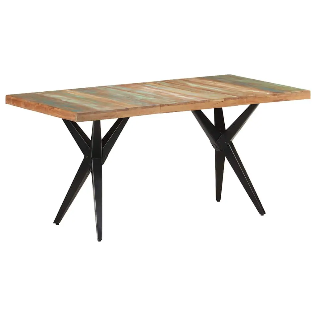 Dining Table Kitchen 160x80x76 cm Solid Reclaimed Wood Black