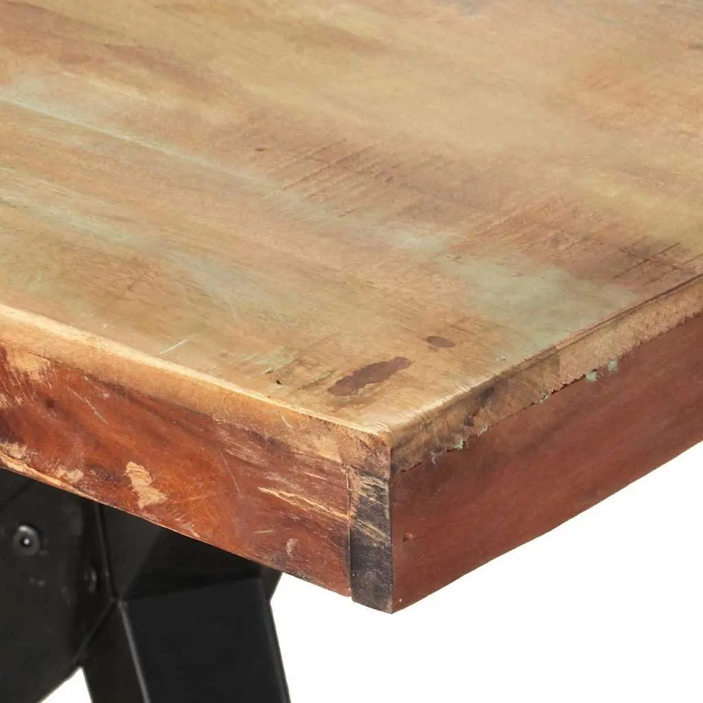 Dining Table 180x90x76cm Solid Reclaimed Wood Kitchen Furniture Black Steel Legs