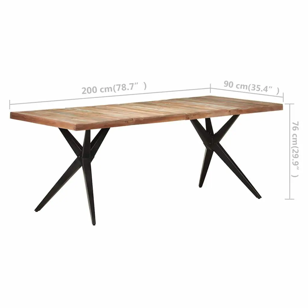 Dining Table 200x90x76cm Solid Reclaimed Wood Kitchen Furniture White