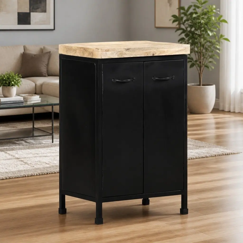 47x35x76 cm Brown Sideboard with Doors