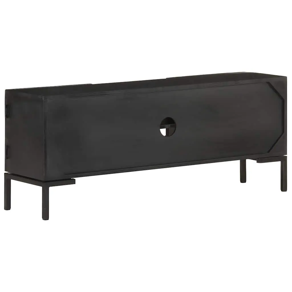 TV Cabinet Black Solid Wood Media Unit for Living Room 115 x 30 x 46 cm