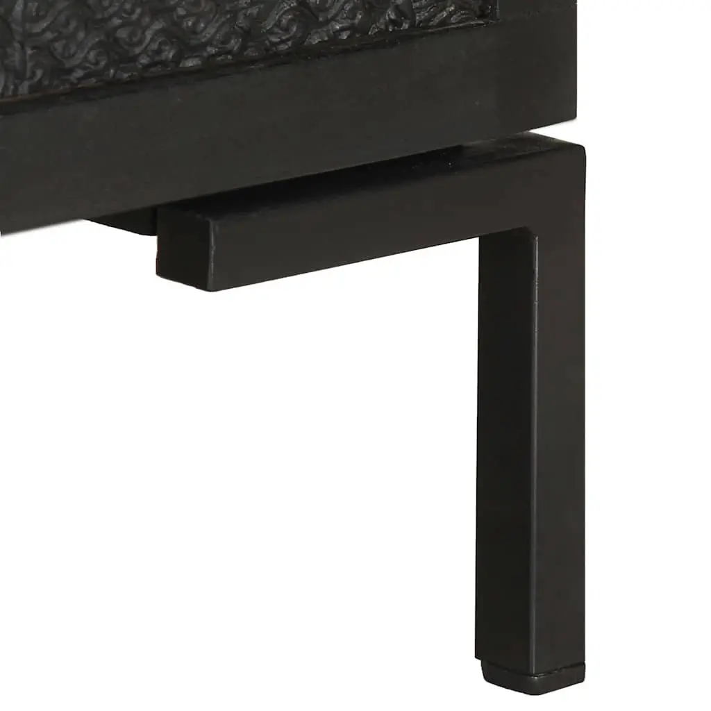 TV Cabinet Black Solid Wood Media Unit for Living Room 115 x 30 x 46 cm