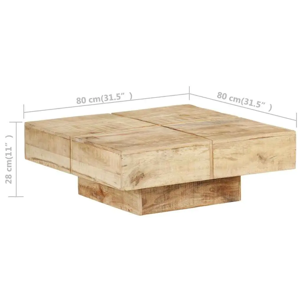 Coffee Table 80x80x28 cm Solid Mango Wood Living Room Accent Furniture Brown