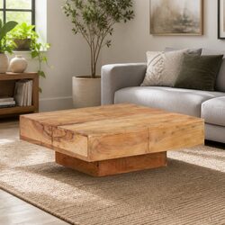 Coffee Table Dimensions 80x80x28 cm Solid Acacia Wood