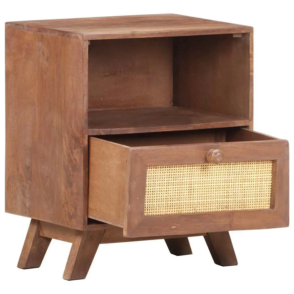 Bedside Cabinet Bedroom 40x30x50 cm Solid Mango Wood Nightstand Drawer Shelf Brown