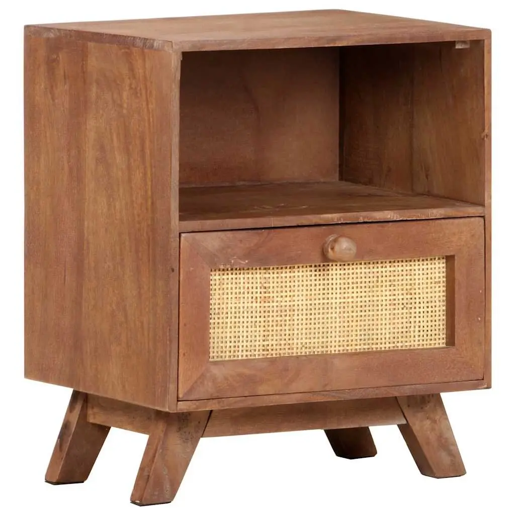 Bedside Cabinet Bedroom 40x30x50 cm Solid Mango Wood Nightstand Drawer Shelf Brown