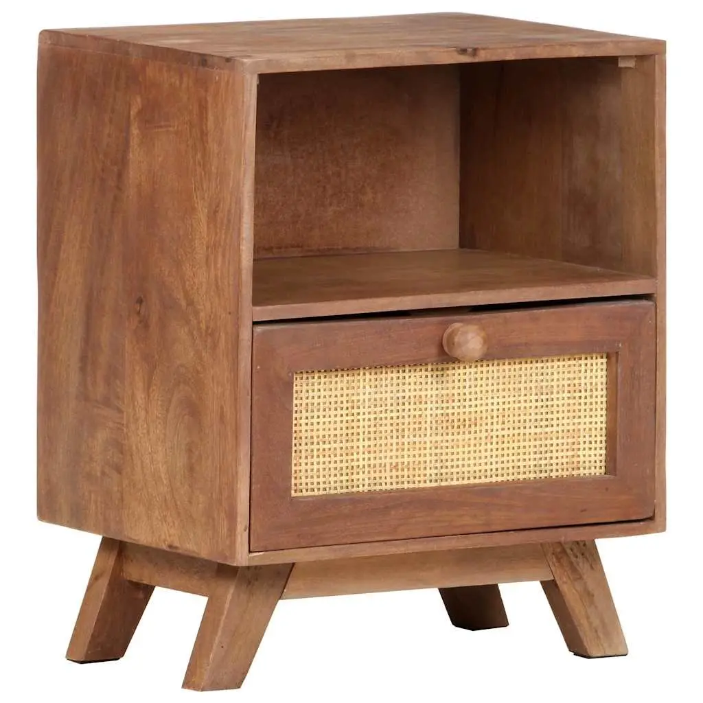 Bedside Cabinet Bedroom 40x30x50 cm Solid Mango Wood Nightstand Drawer Shelf Brown