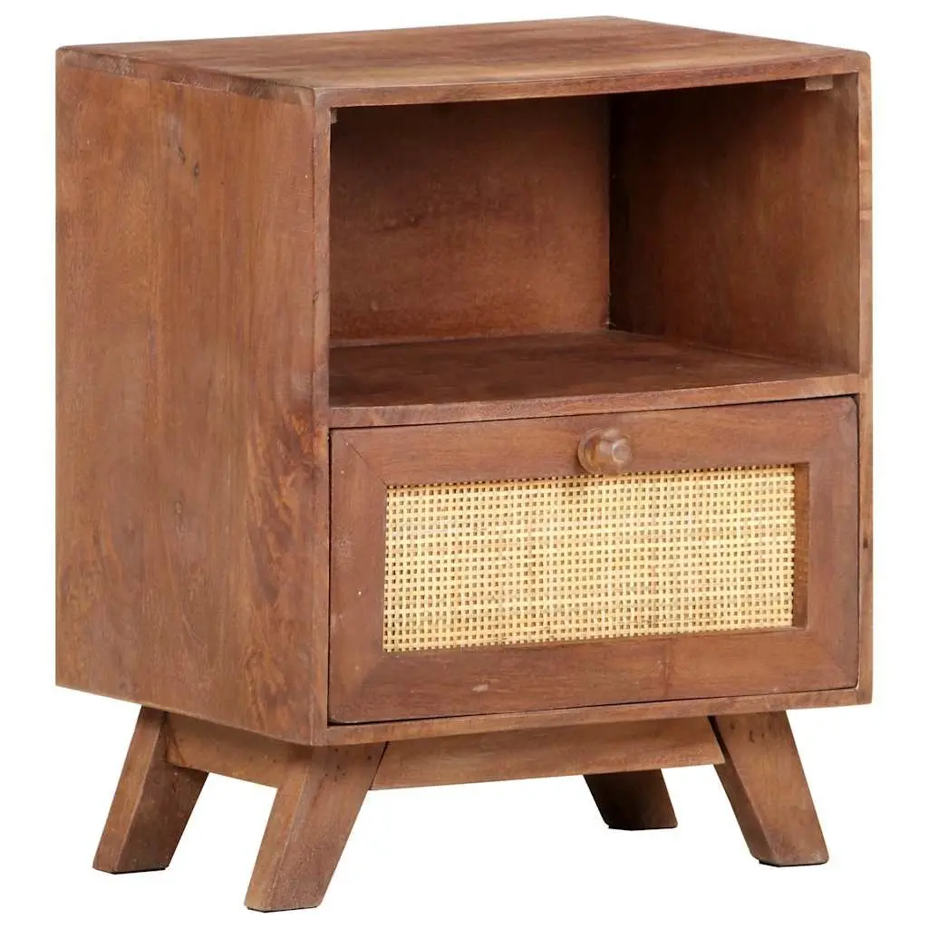 Bedside Cabinet Bedroom 40x30x50 cm Solid Mango Wood Nightstand Drawer Shelf Brown