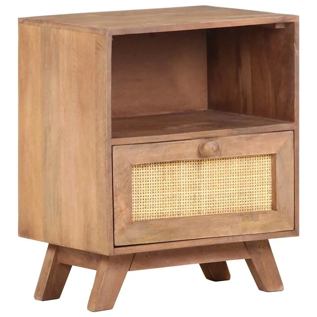 Bedside Cabinet Bedroom 40x30x50 cm Solid Mango Wood Nightstand Drawer Shelf Brown