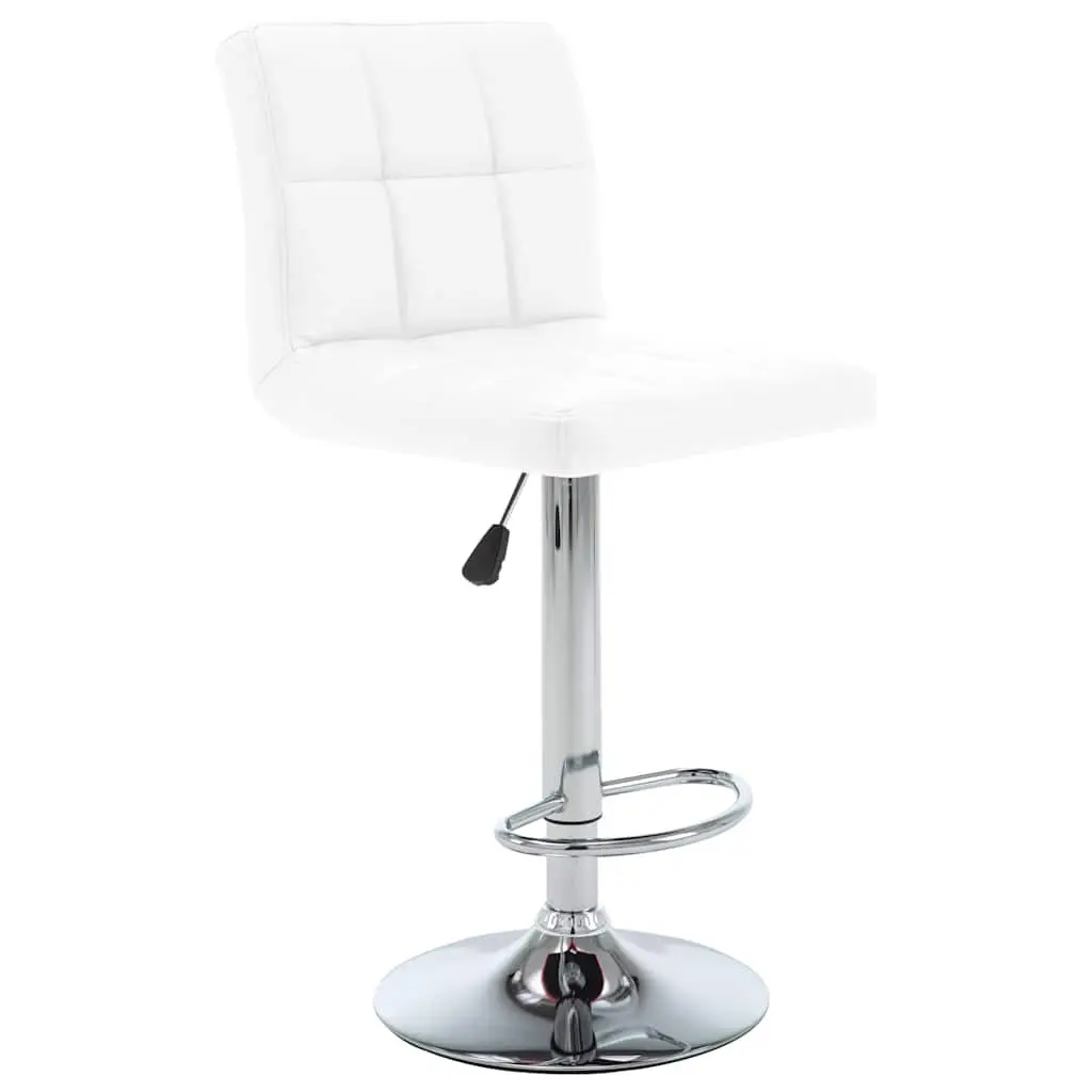Bar Stools Home Office 2 Piece White Faux Leather Adjustable Height Gas Lift Chromed Steel
