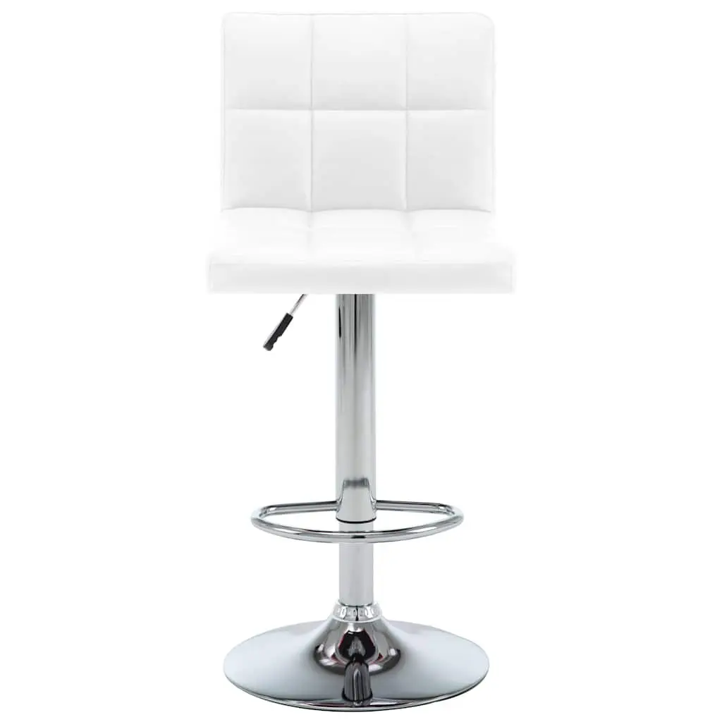 Bar Stools Home Office 2 Piece White Faux Leather Adjustable Height Gas Lift Chromed Steel