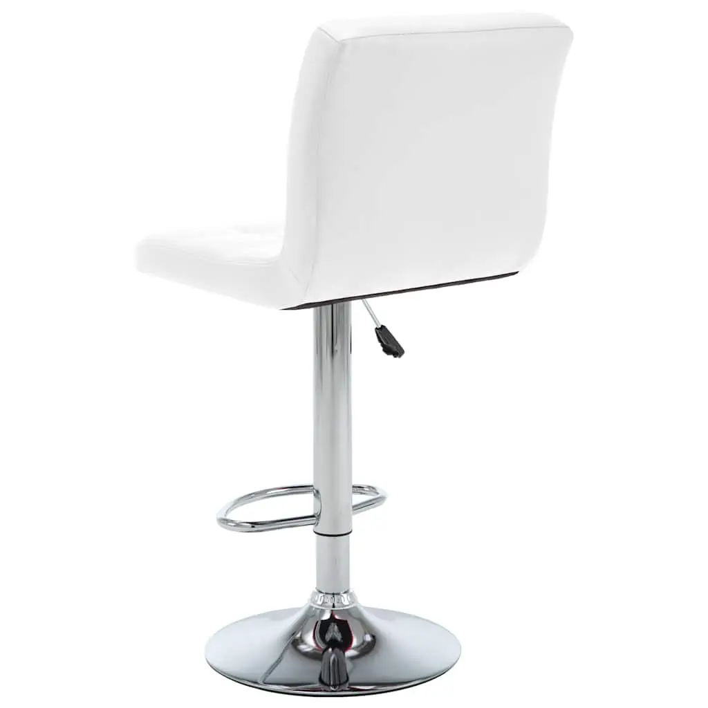 Bar Stools Home Office 2 Piece White Faux Leather Adjustable Height Gas Lift Chromed Steel