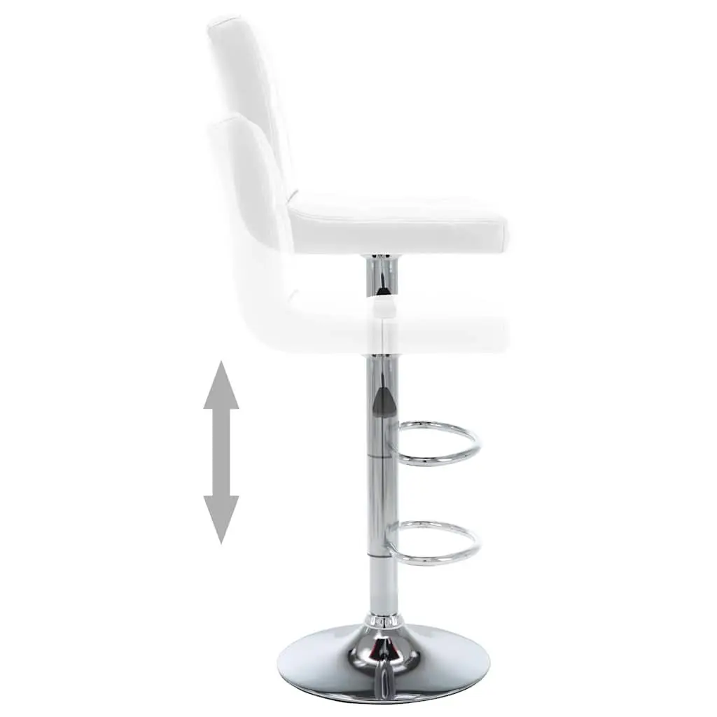 Bar Stools Home Office 2 Piece White Faux Leather Adjustable Height Gas Lift Chromed Steel