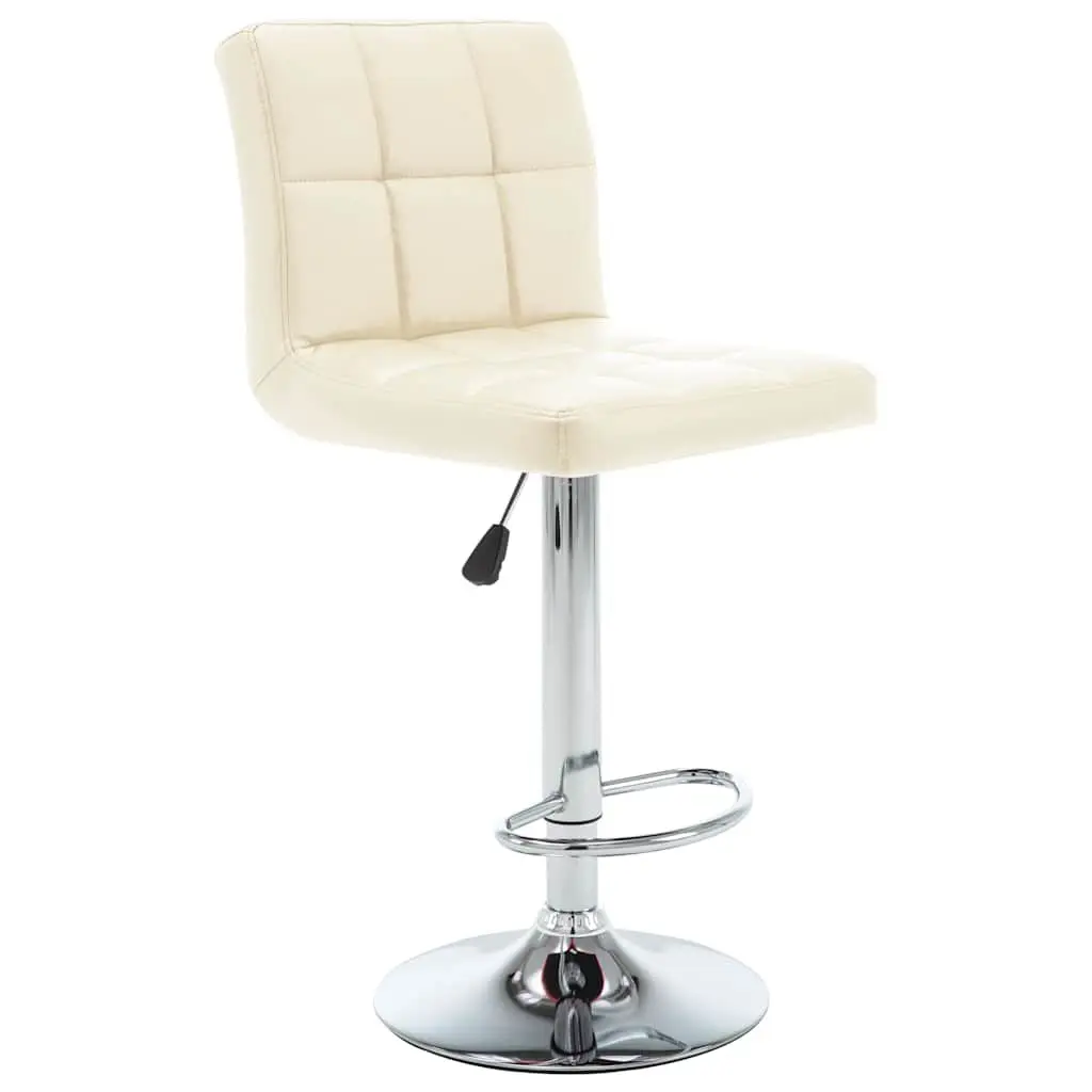 Bar Stools for Home Office Café Cream Faux Leather Adjustable Height 2 Piece