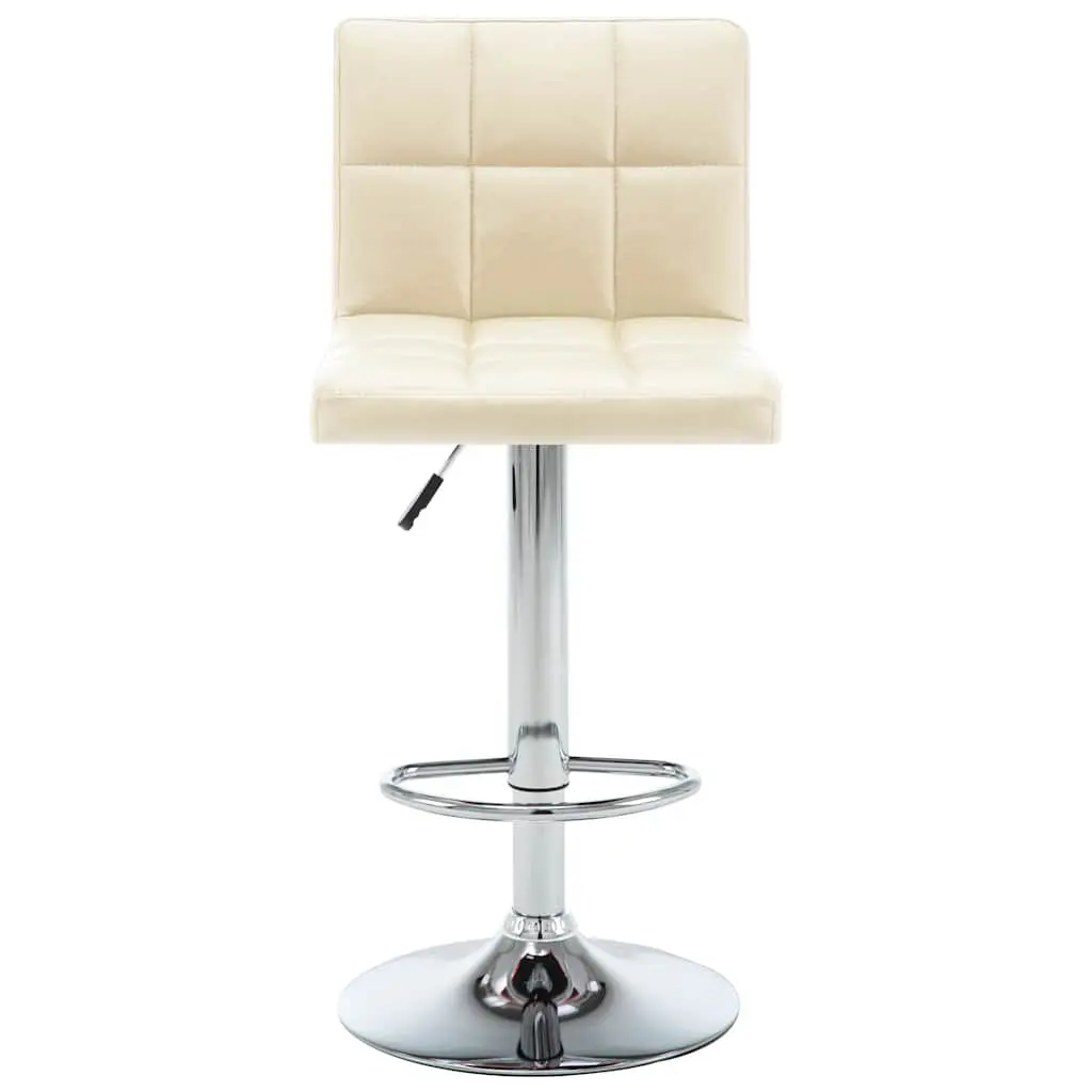 Bar Stools for Home Office Café Cream Faux Leather Adjustable Height 2 Piece