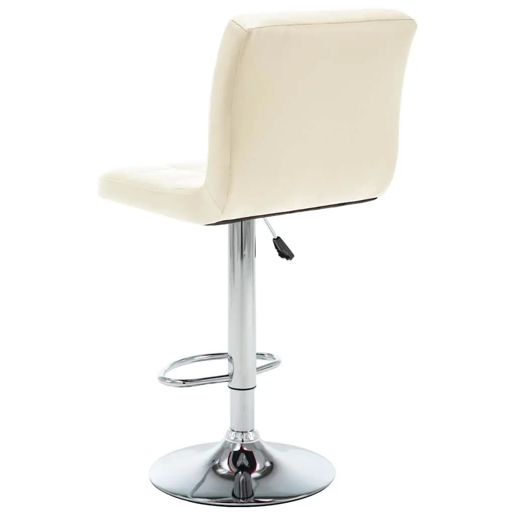 Bar Stools for Home Office Café Cream Faux Leather Adjustable Height 2 Piece