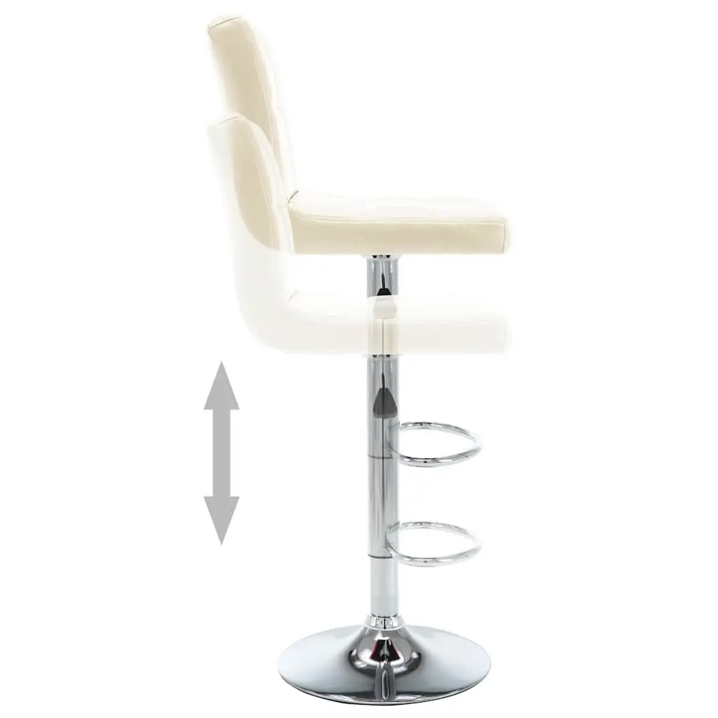 Bar Stools for Home Office Café Cream Faux Leather Adjustable Height 2 Piece