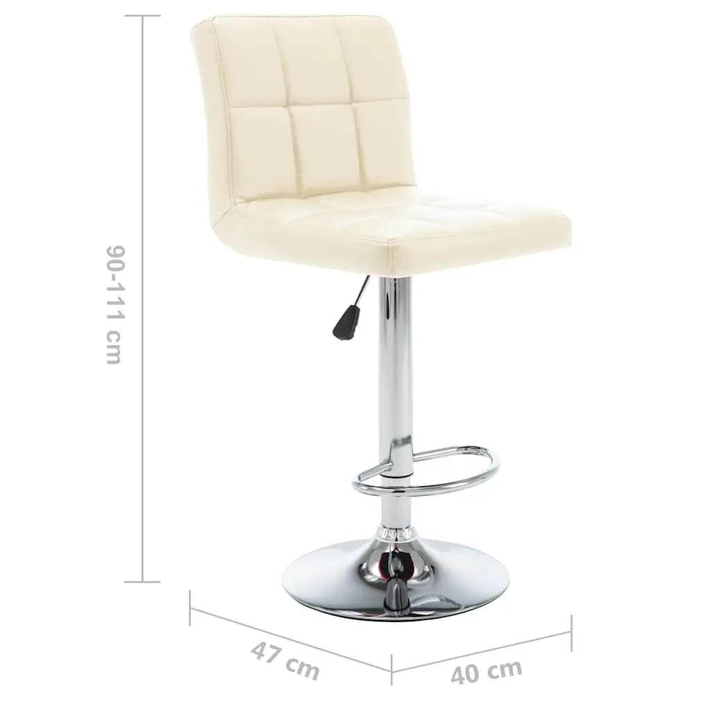 Bar Stools for Home Office Café Cream Faux Leather Adjustable Height 2 Piece