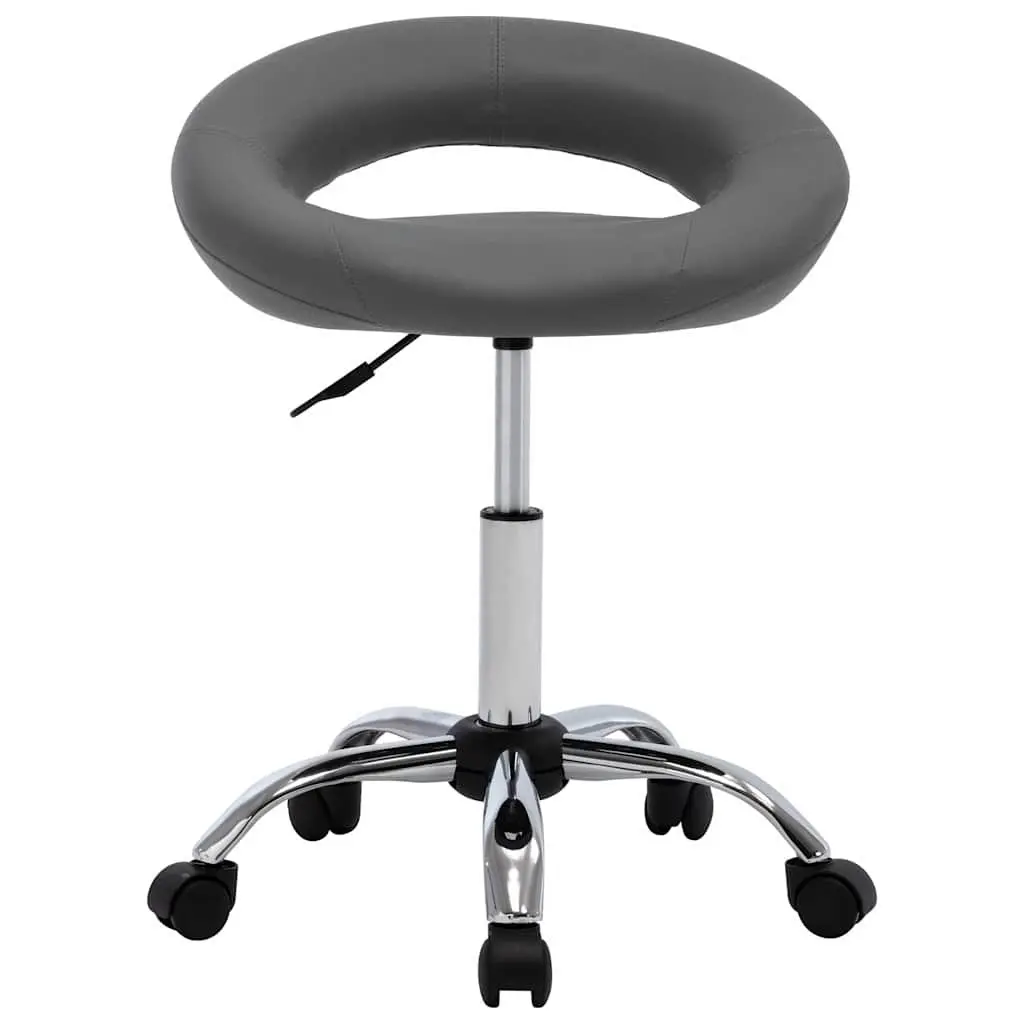 Rolling Office Chair for Office Grey Faux Leather Padded Backrest Adjustable Height