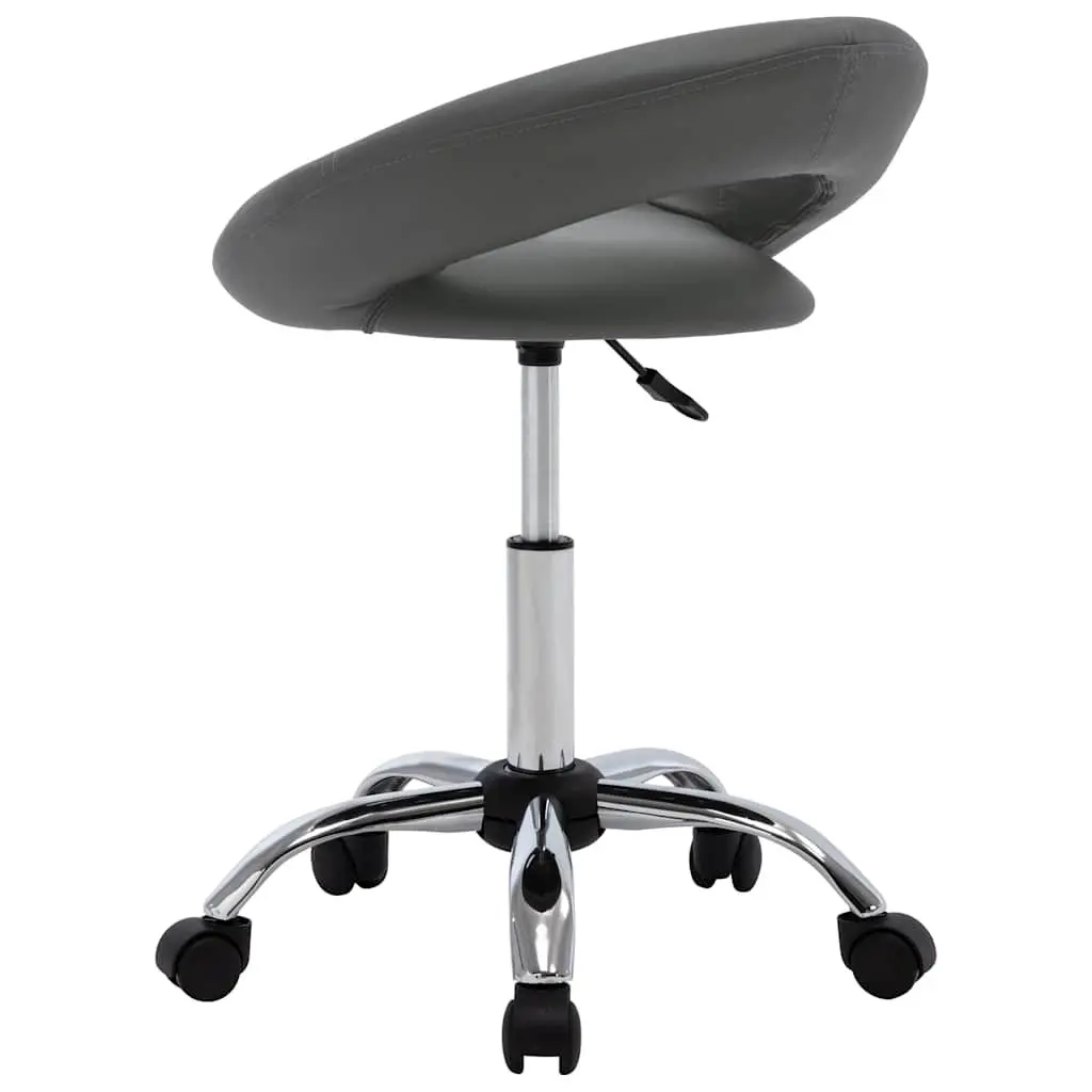 Rolling Office Chair for Office Grey Faux Leather Padded Backrest Adjustable Height