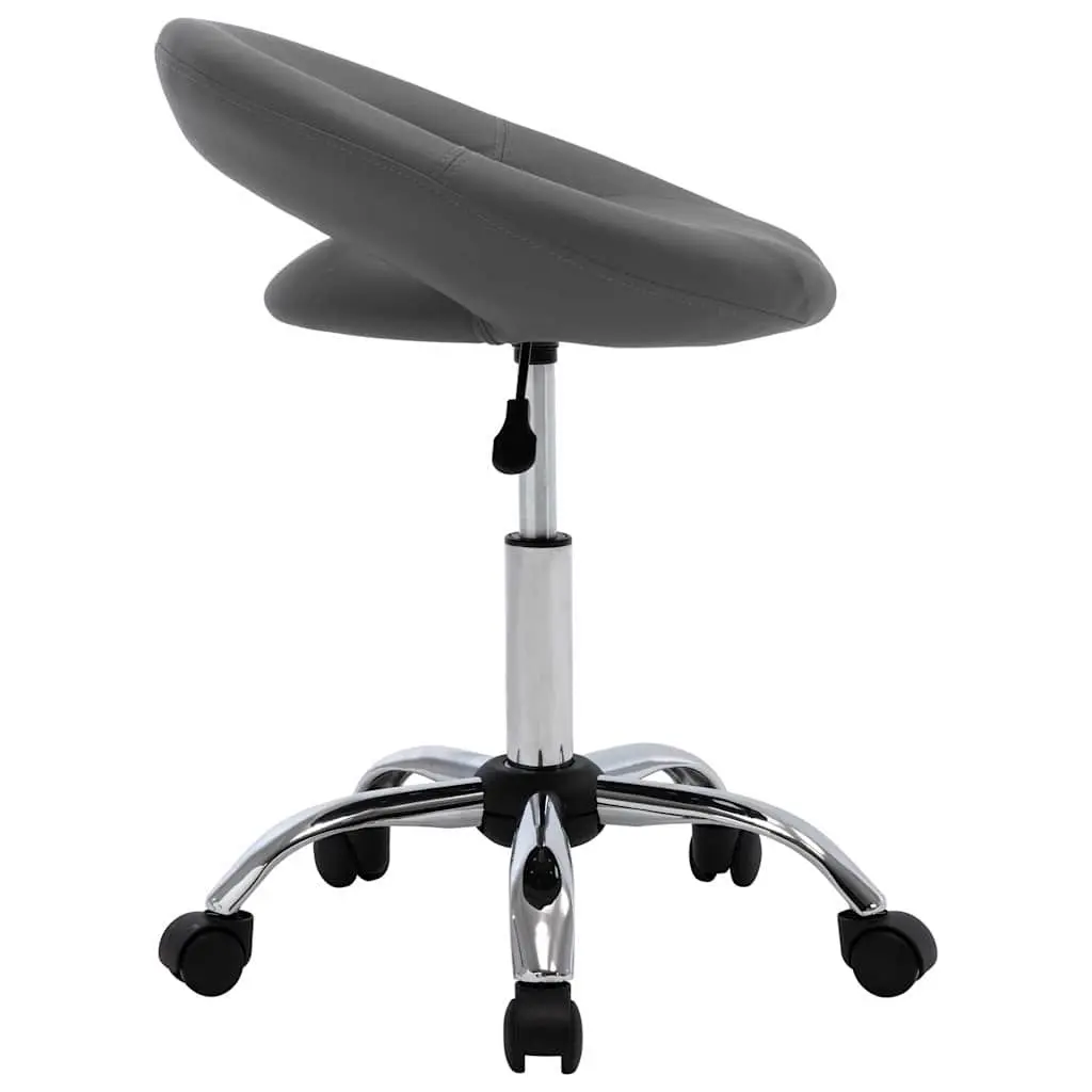 Rolling Office Chair for Office Grey Faux Leather Padded Backrest Adjustable Height