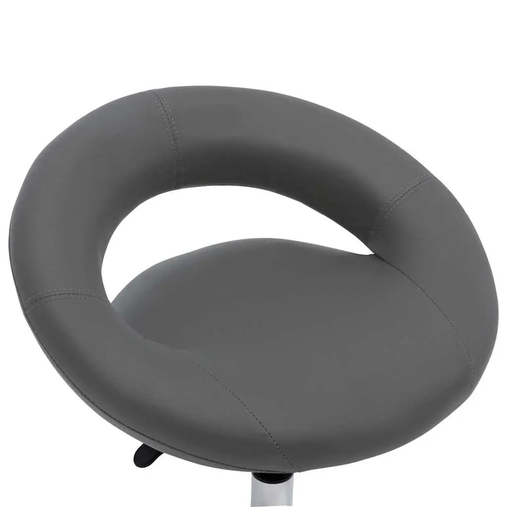 Rolling Office Chair for Office Grey Faux Leather Padded Backrest Adjustable Height