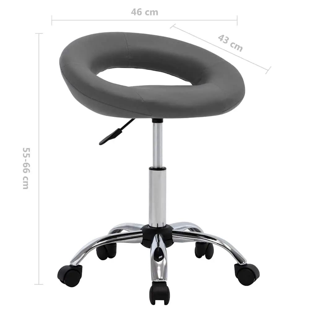 Rolling Office Chair for Office Grey Faux Leather Padded Backrest Adjustable Height