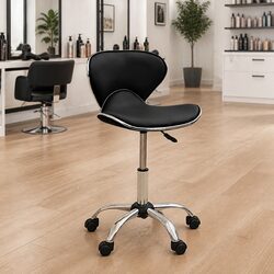 Salon Spa Stool Black Swivel Chair Height Adjustable Five Wheels Mobility