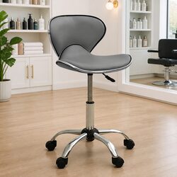 Grey Salon Spa Stool with Adjustable Height and Wheels
