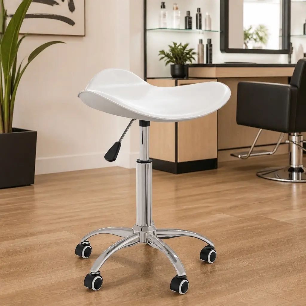 White Height Adjustable Salon Spa Stool