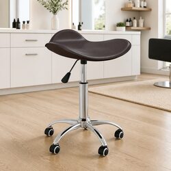Salon Spa Stool: Height Adjustable, 360-Degree Swivel, Brown