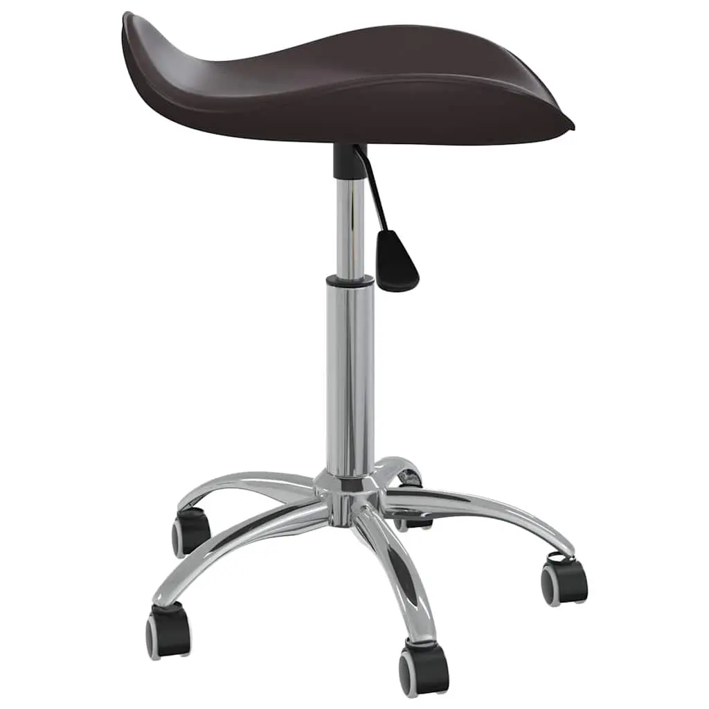 Height Adjustable Stool for Salon Spa Use Brown Faux Leather Swivel Chair with Wheels